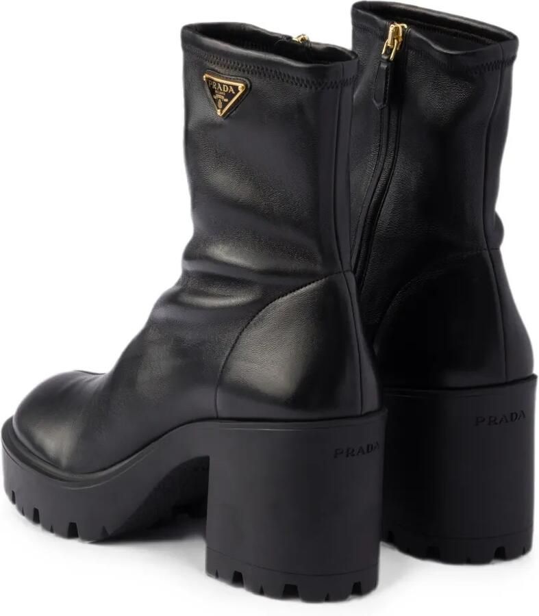 Prada Enkellaarzen met plateauzool en logo-plakkaat Zwart - Foto 2