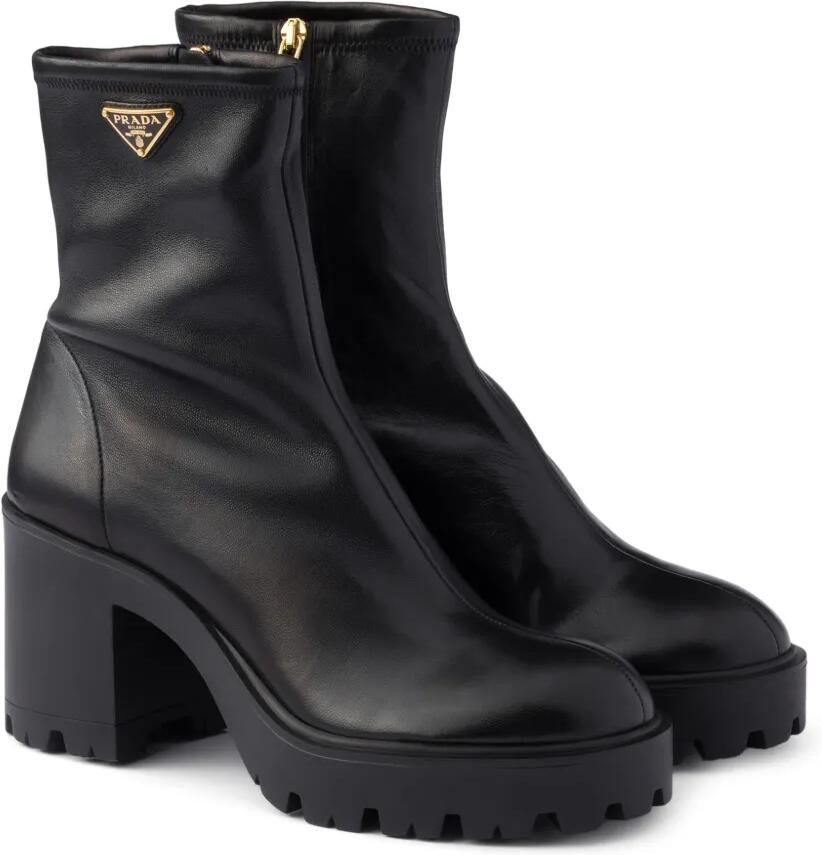Prada Enkellaarzen met plateauzool en logo-plakkaat Zwart - Foto 3