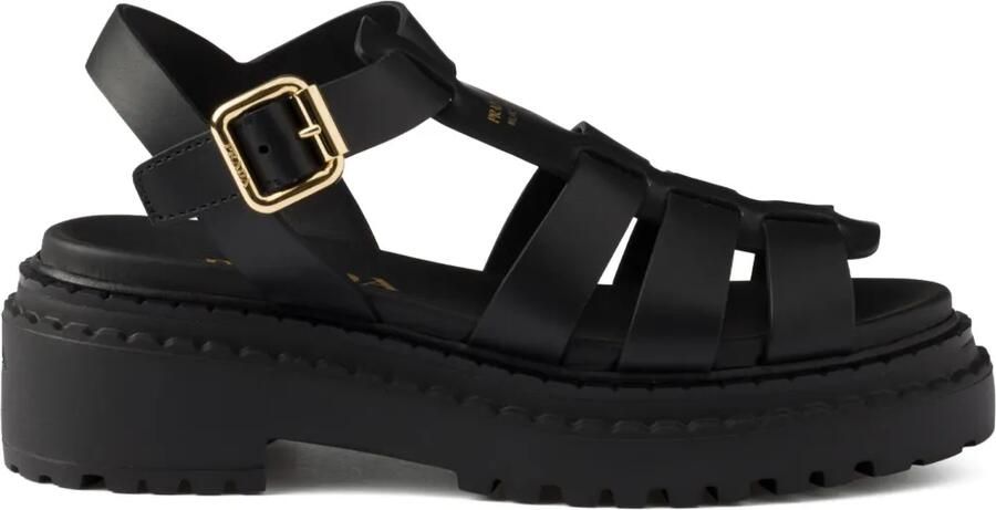 Prada Fisherman's leren sandalen Zwart