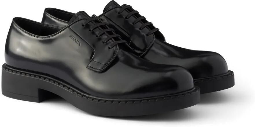 Prada Geborstelde leren derby schoenen Zwart - Foto 4