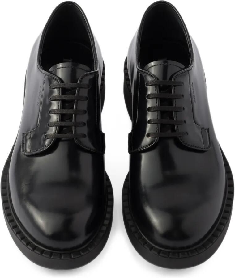Prada Geborstelde leren derby schoenen Zwart - Foto 2