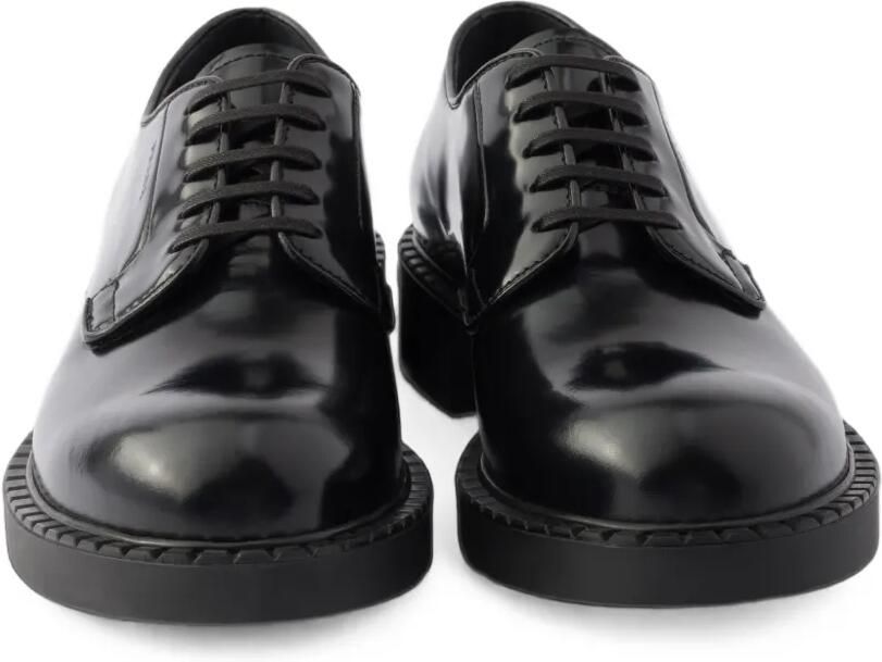 Prada Geborstelde leren derby schoenen Zwart - Foto 3
