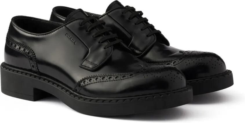 Prada Geborstelde leren derby schoenen Zwart - Foto 5