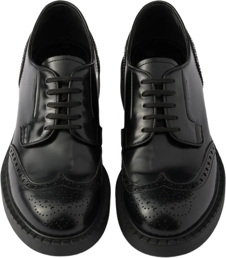 Prada Geborstelde leren derby schoenen Zwart - Foto 2