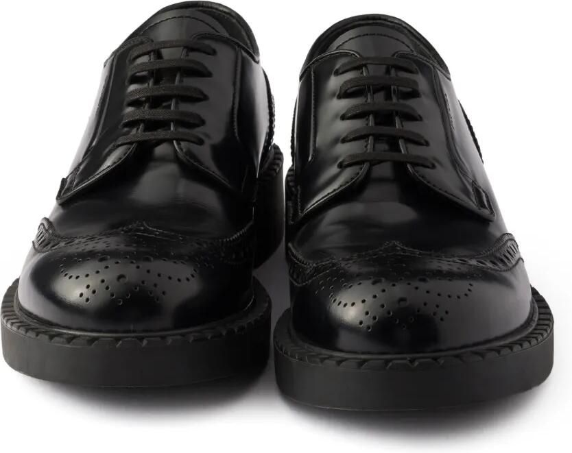 Prada Geborstelde leren derby schoenen Zwart - Foto 4