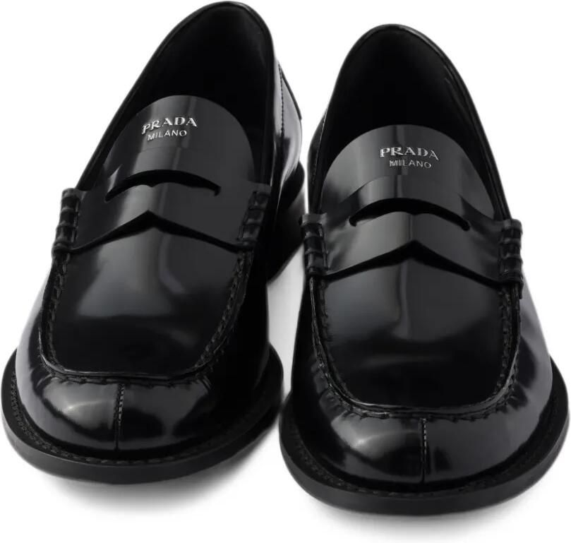 Prada Geborstelde leren sneakers Zwart - Foto 2