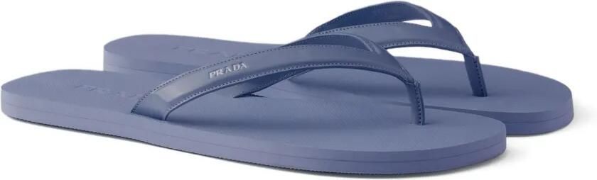 Prada Geborstelde leren teenslippers Blauw - Foto 5