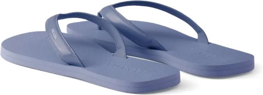 Prada Geborstelde leren teenslippers Blauw - Foto 4