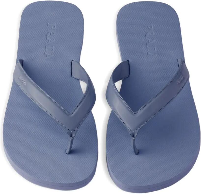 Prada Geborstelde leren teenslippers Blauw - Foto 2
