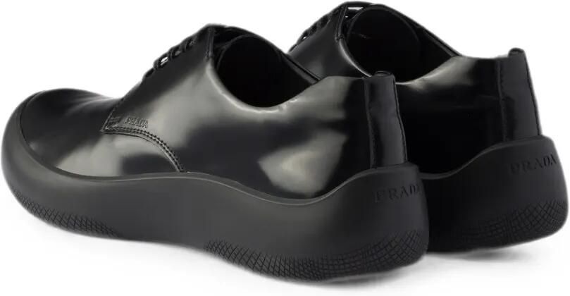 Prada Geborstelde leren veterschoenen Zwart - Foto 4