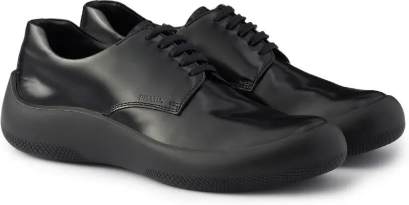 Prada Geborstelde leren veterschoenen Zwart - Foto 5
