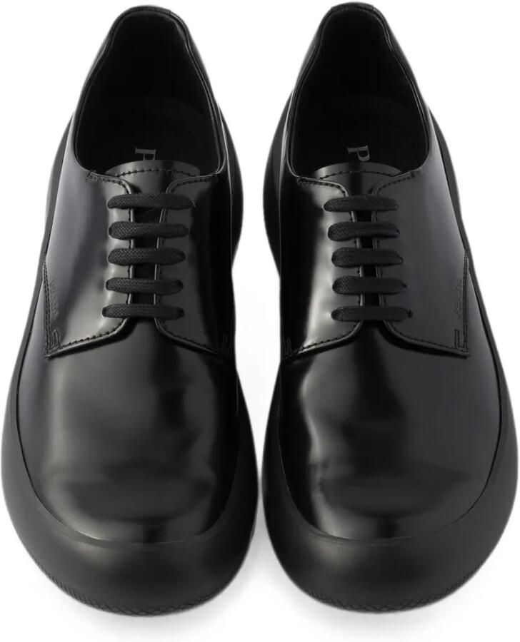 Prada Geborstelde leren veterschoenen Zwart - Foto 2