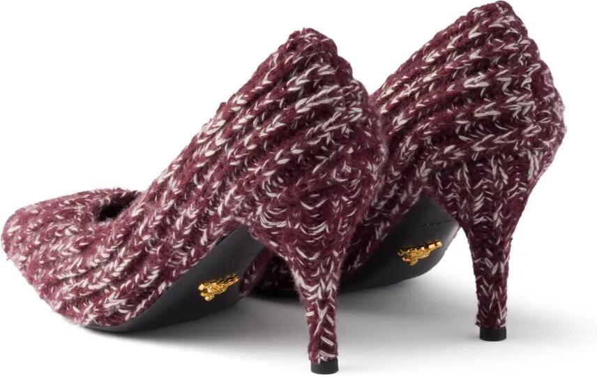 Prada Gebreide pumps met puntige neus Rood - Foto 3