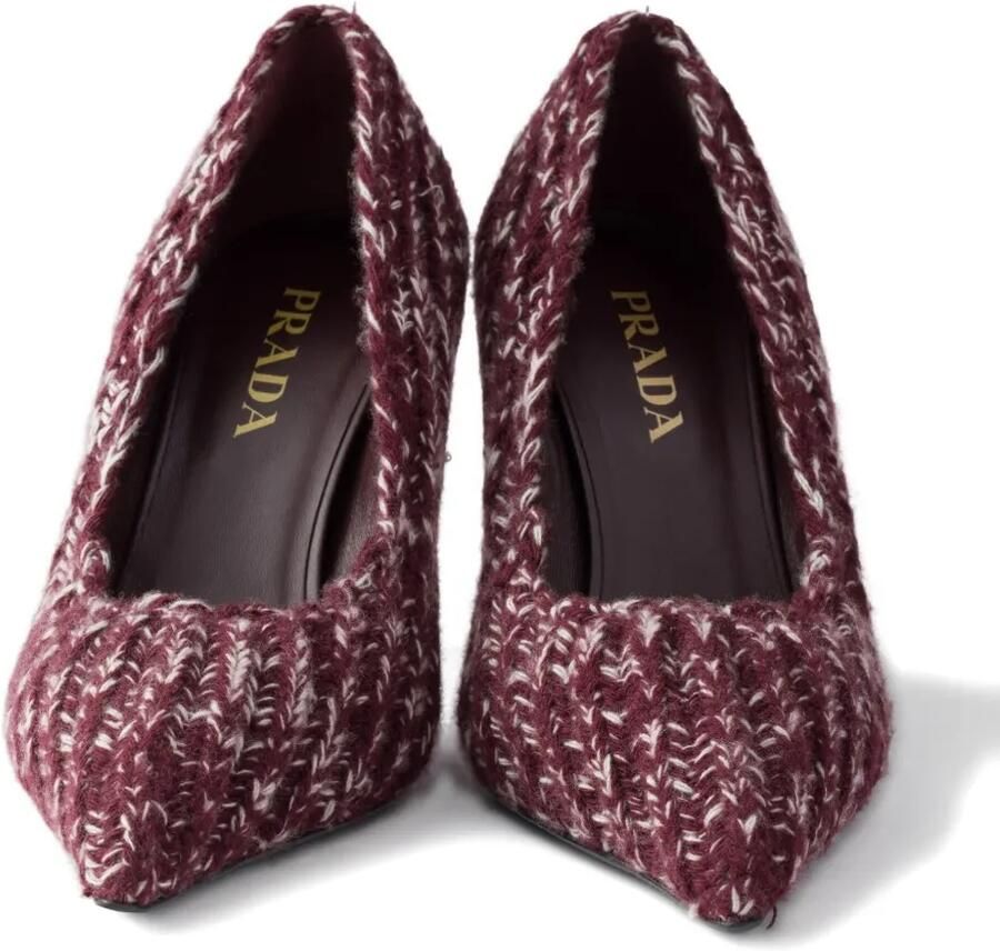 Prada Gebreide pumps met puntige neus Rood - Foto 2