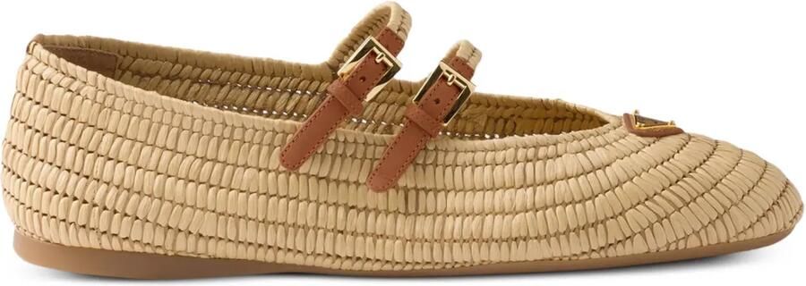 Prada Gehaakte ballerina's met gesp Beige