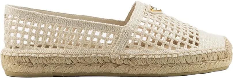 Prada Gehaakte espadrilles met logoplakkaat Beige