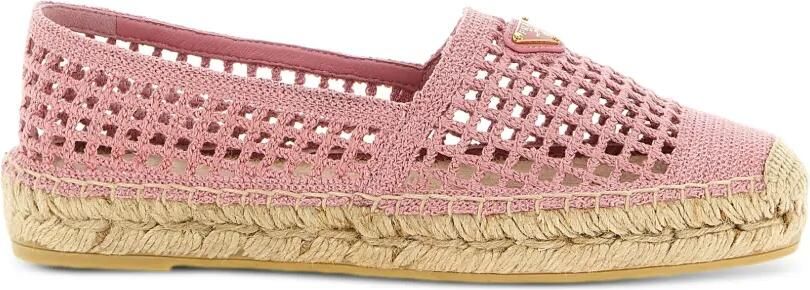Prada Gehaakte espadrilles met logoplakkaat Roze