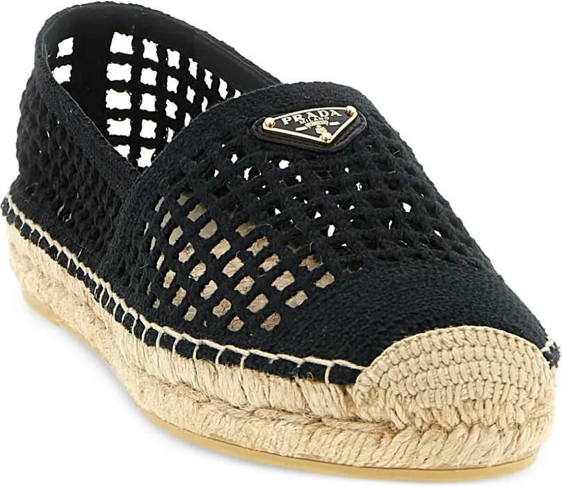 Prada Gehaakte espadrilles met logoplakkaat Zwart