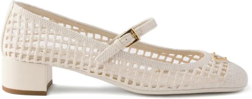 Prada Gehaakte pumps met blokhak Beige