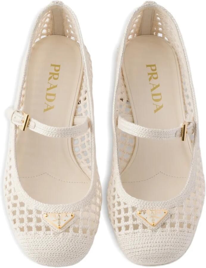 Prada Gehaakte pumps met blokhak Beige - Foto 2