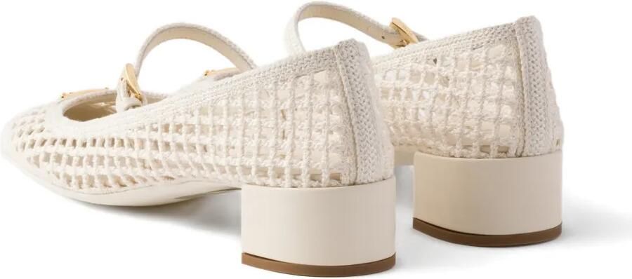 Prada Gehaakte pumps met blokhak Beige - Foto 5