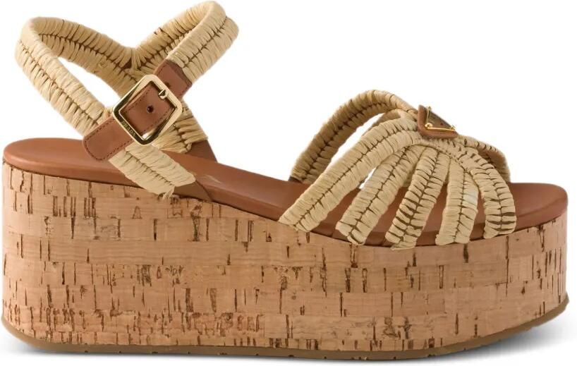 Prada Gehaakte sandalen met plateauzool Beige