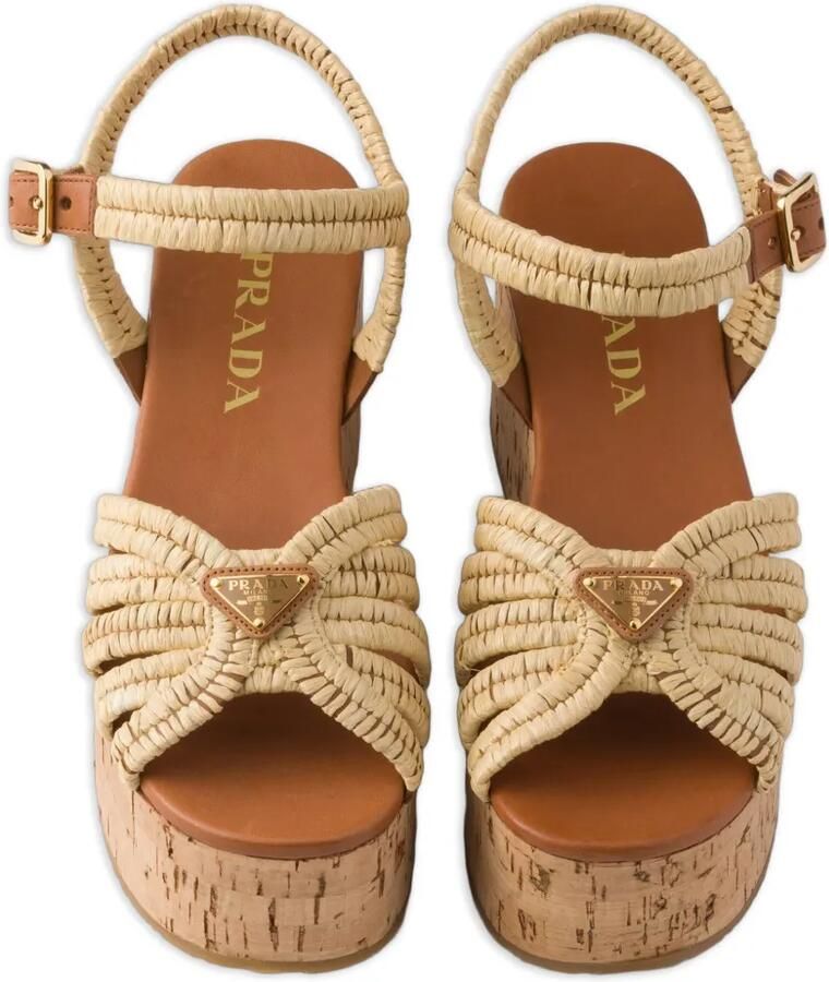 Prada Gehaakte sandalen met plateauzool Beige - Foto 2