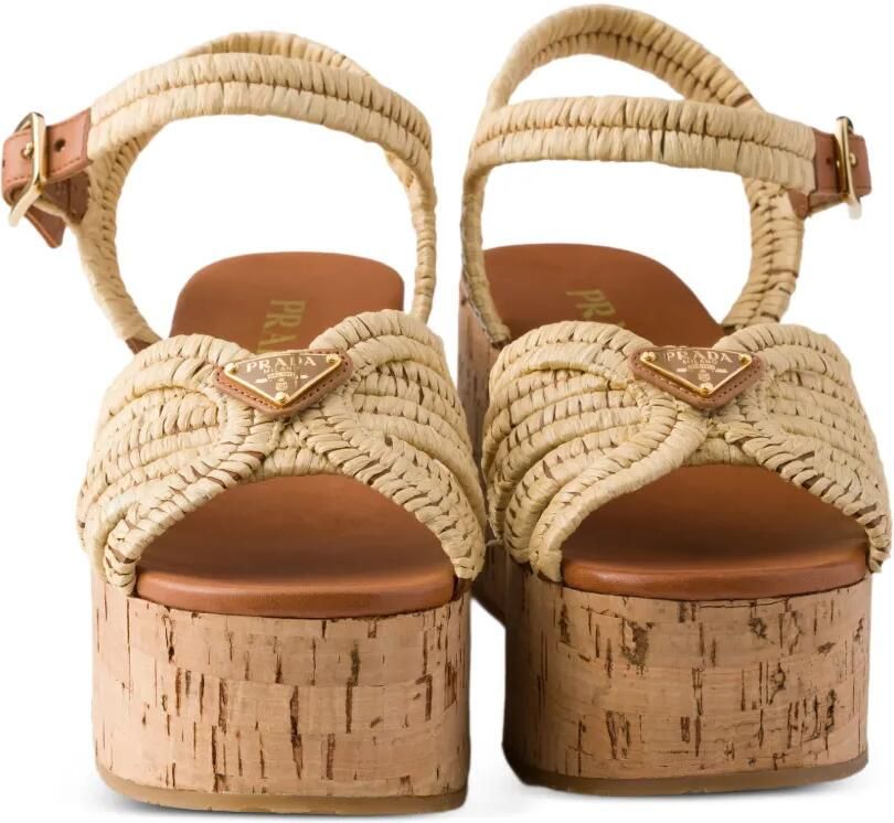 Prada Gehaakte sandalen met plateauzool Beige - Foto 3