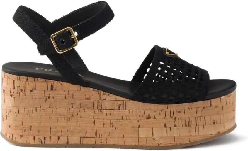 Prada Gehaakte sandalen met plateauzool Zwart