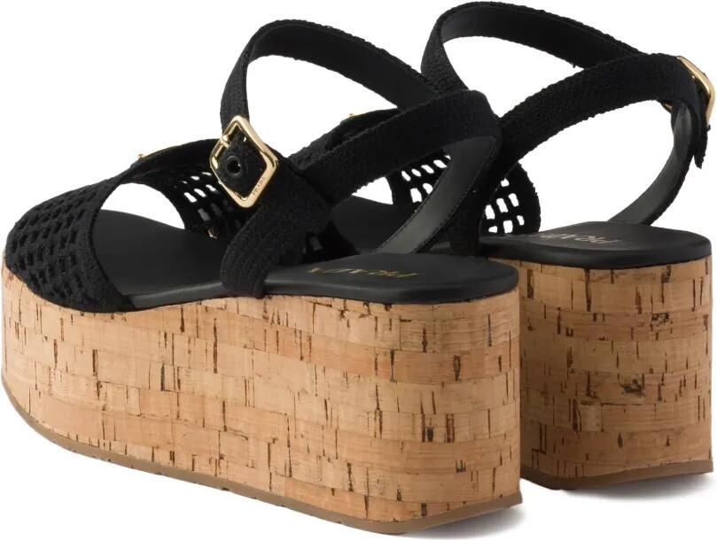 Prada Gehaakte sandalen met plateauzool Zwart - Foto 4