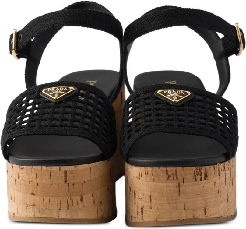 Prada Gehaakte sandalen met plateauzool Zwart - Foto 2
