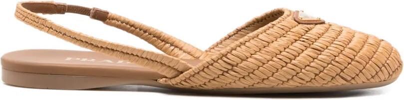 Prada gehaakte slingback ballerina's Beige