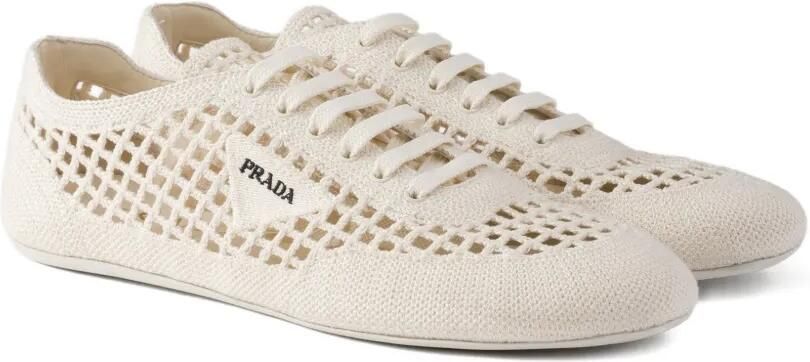 Prada Gehaakte sneakers met ronde neus Wit - Foto 5