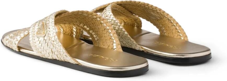Prada Geweven leren sandalen met gekruiste bandjes Goud - Foto 4