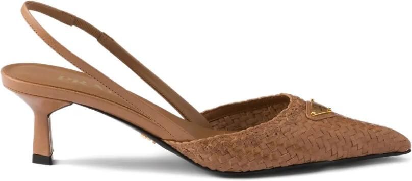 Prada Geweven leren slingback pumps Bruin