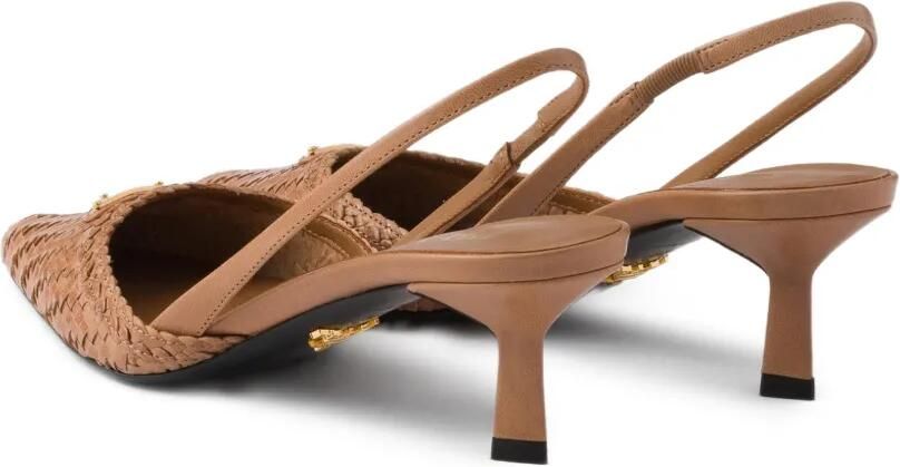 Prada Geweven leren slingback pumps Bruin - Foto 5