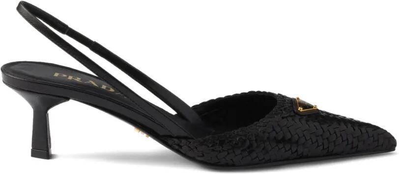 Prada Geweven leren slingback pumps Zwart