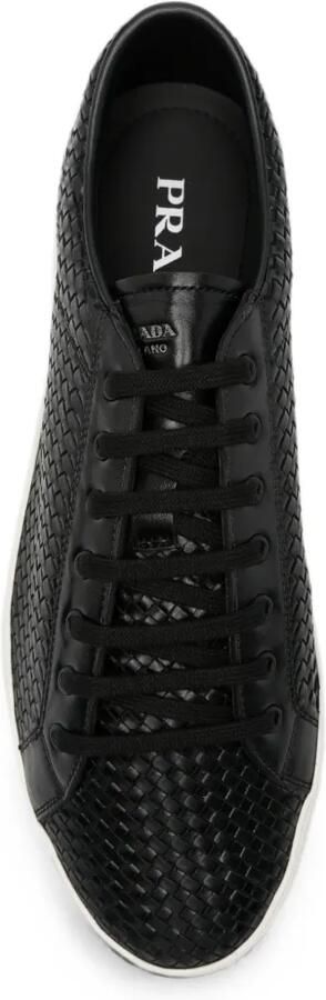 Prada Intreccio geweven sneakers Zwart - Foto 4