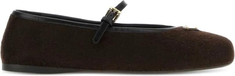 Prada Kasjmier ballerina's met gespbandje Bruin