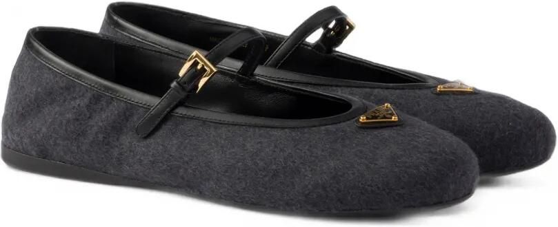 Prada Kasjmier ballerina's met gespbandje Grijs - Foto 4