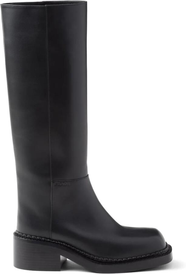 Prada Kniehoge 55 mm leren laarzen Zwart