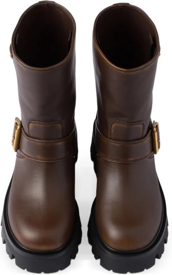 Prada Laarzen met plateauzool en gespsluiting Bruin