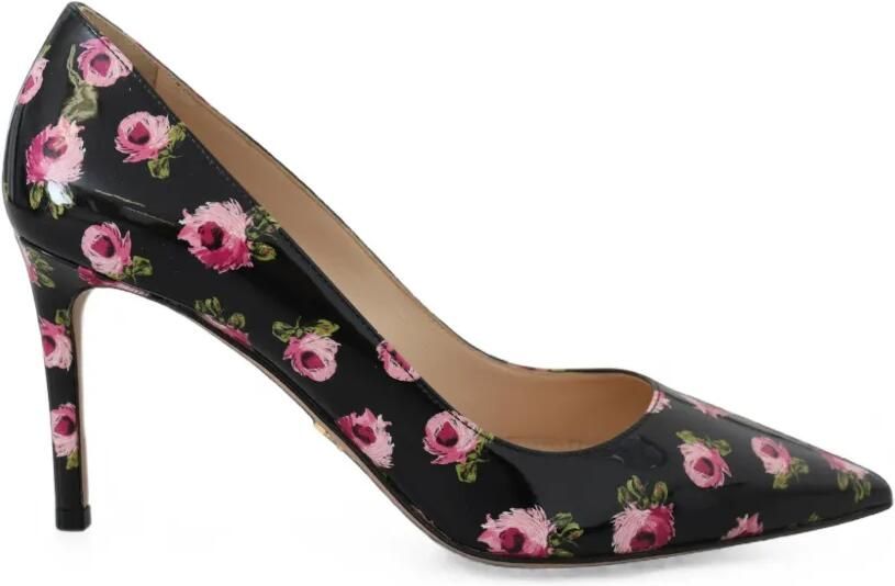 Prada Lakleren pumps met bloemenprint Zwart