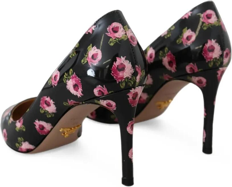 Prada Lakleren pumps met bloemenprint Zwart - Foto 3