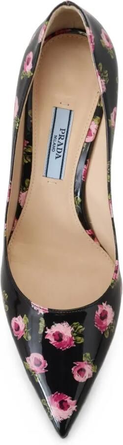 Prada Lakleren pumps met bloemenprint Zwart - Foto 5