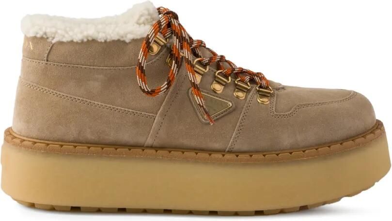 Prada Lammy gevoerde suède laarzen Beige