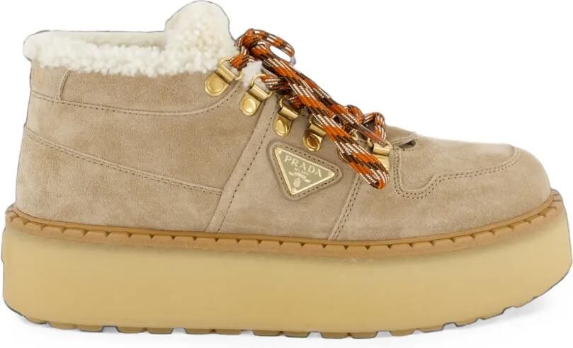 Prada Lammy gevoerde suède laarzen Beige