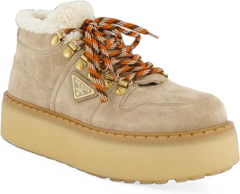 Prada Lammy gevoerde suède laarzen Beige - Foto 3