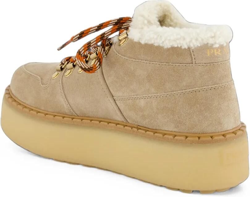 Prada Lammy gevoerde suède laarzen Beige - Foto 4