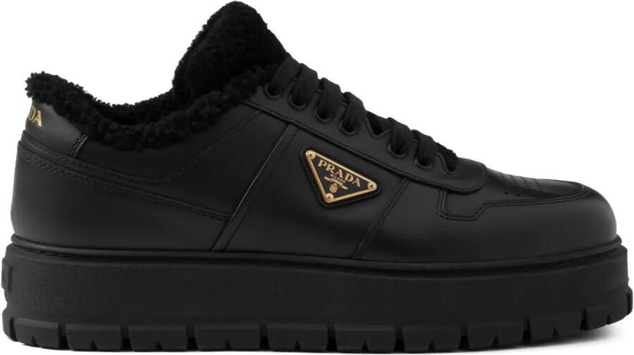 Prada Lammy leren sneakers Zwart